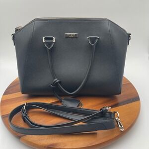 Kate Spade Black Leather Satchel Handbag Purse With Crossbody‎ Strap